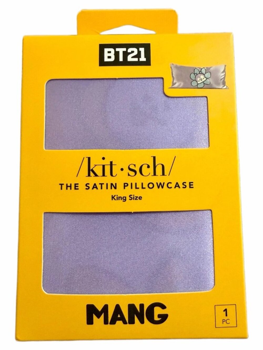 Kitsch x BT21 Pony MANG Satin Floral King Pillowcase w/ Zipper New Line Friends